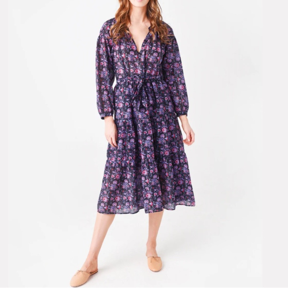 XiRENA Purple and Blue Ruffled Tiered Sundress